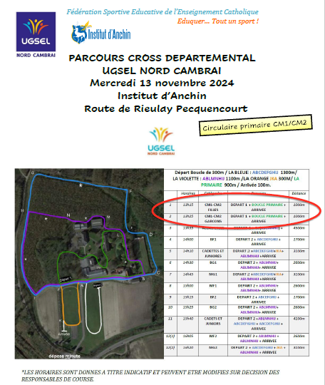 Circulaire CROSS Départemental UGSEL 2024 Anchin