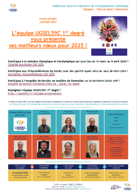 JAN 2025 Lettre d'infos + Voeux UGSEL59C 1er degré